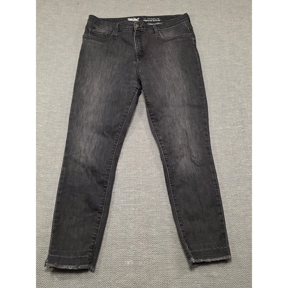 Mossimo Womens Size 12 High Rise‎ Jogging Crop Jeans Power Stretch Black Wash